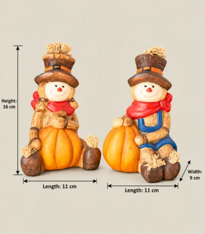 Harvest Scarecrow with Pumpkin Figurine – Assorted Design - Image 3