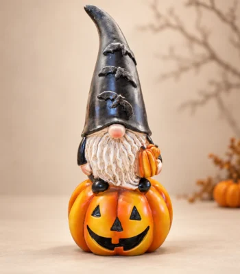 Halloween Gnome on Pumpkin Decorative Figurine - Image 2