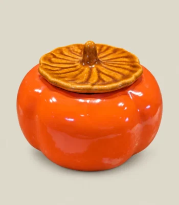 Persimmon-Shaped Ceramic Decorative Jar with Lid