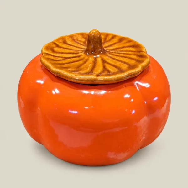 Pumpkin-Shaped Ceramic Salt & Spice Jar with Lid – Orange