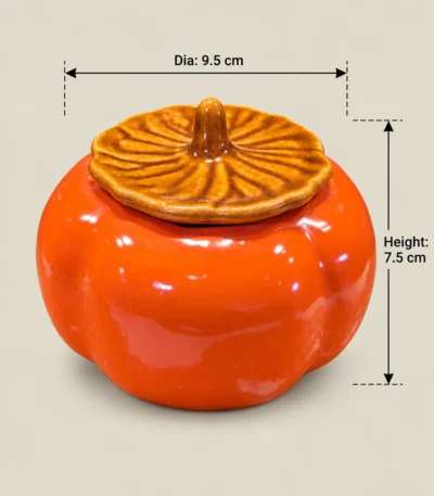 Pumpkin-Shaped Ceramic Salt & Spice Jar with Lid – Orange - Image 2