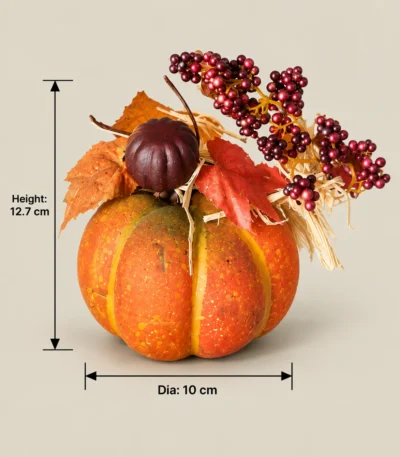 Decorative Harvest Pumpkin with Berry & Autumn Leaf Accents - Image 4