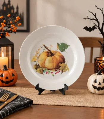 Autumn Harvest Pumpkin Ceramic Decorative Plate - Image 4