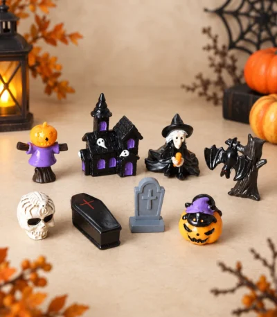Halloween Miniature Figurine Décor Set – Assorted Designs - Image 6
