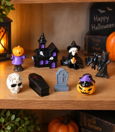 Halloween Miniature Figurine Décor Set – Assorted Designs - Image 5