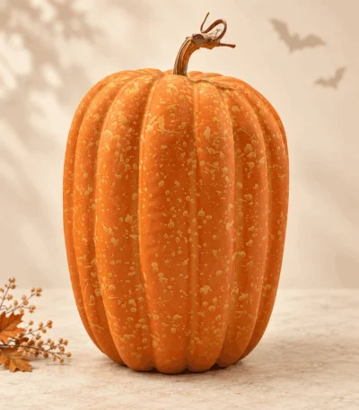 Tall Ribbed Orange Pumpkin Decorative Figurine