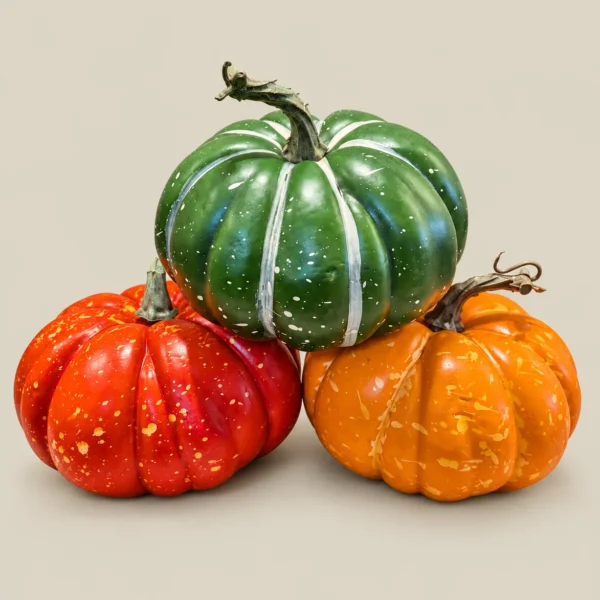 Decorative Speckled Pumpkin Figurine Set – Set of 3