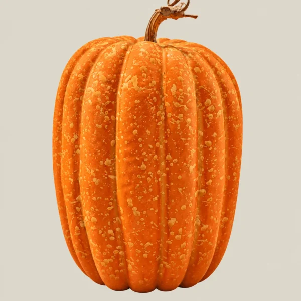 Tall Ribbed Orange Pumpkin Decorative Figurine