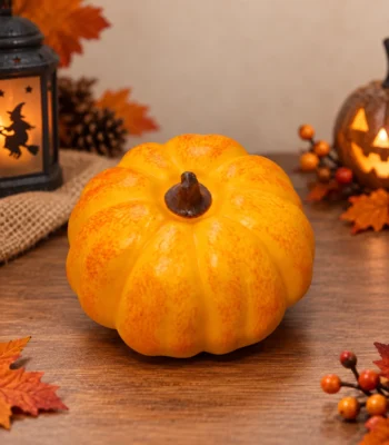 Classic Orange Pumpkin Decorative Figurine - Set of 3 - Image 2