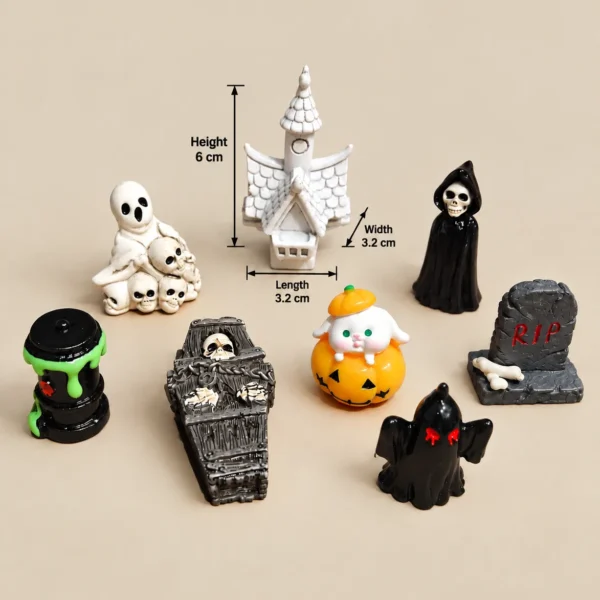 Halloween Miniature Spooky Figurine Décor Set – Set of 8
