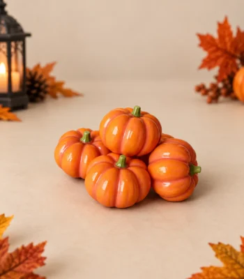 Miniature Orange Pumpkin Decorative Accent - Image 4