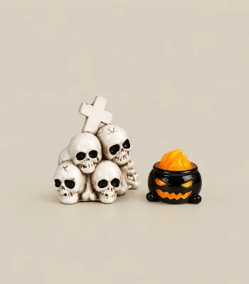 Miniature Halloween Skull & Jack-O’-Lantern Décor Set - Image 4