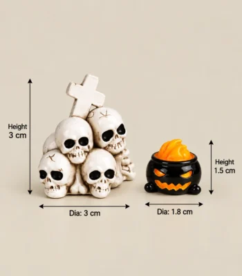 Miniature Halloween Skull & Jack-O’-Lantern Décor Set