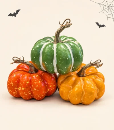 Speckled Harvest Decorative Pumpkin Set – Set of 3 - Image 2