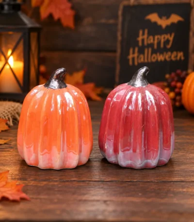 Glazed Ceramic Decorative Pumpkin - Image 2