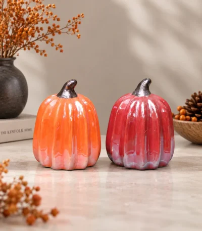 Glazed Ceramic Decorative Pumpkin