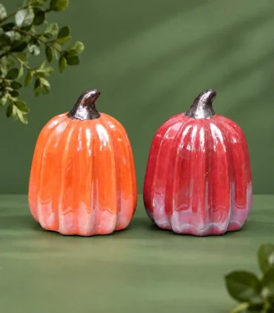 Glazed Ceramic Decorative Pumpkin - Image 3