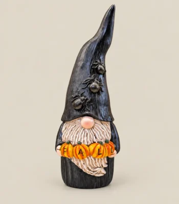Halloween Spider Hat Gnome with Fall Pumpkins