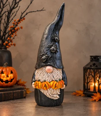 Halloween Spider Hat Gnome with Fall Pumpkins - Image 2