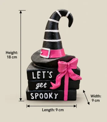 “Let’s Get Spooky” Witch Hat & Books Halloween Tabletop Figurine - Image 3