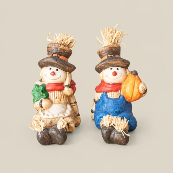 Rustic Harvest Scarecrow Figurines – Set of 2