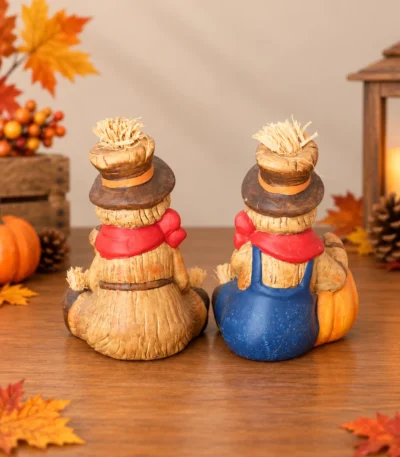Harvest Scarecrow with Pumpkin Figurine – Assorted Design - Image 2