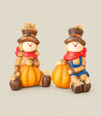 Harvest Scarecrow with Pumpkin Figurine – Assorted Design - Image 4