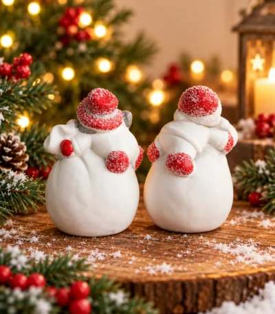 Christmas Snowman & Santa Decorative Figurines with Battery-Operated LED Lights – Set of 2 - Image 3