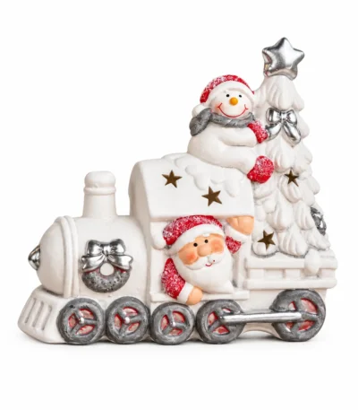 Christmas Santa & Snowman Terracotta Train with Christmas Tree – Decorative Showpiece - Image 5