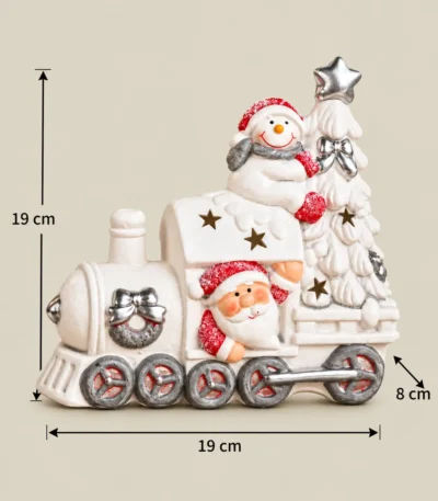 Christmas Santa & Snowman Terracotta Train with Christmas Tree – Decorative Showpiece - Image 4