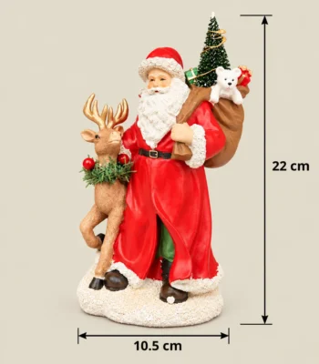 Christmas Santa Claus with Reindeer and Gift Sack Decorative Figurine - Image 3