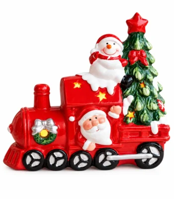 LED Illuminated Christmas Train with Santa, Snowman & Christmas Tree - Image 3