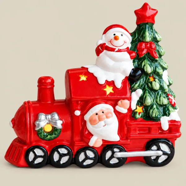 LED Illuminated Christmas Train with Santa, Snowman & Christmas Tree