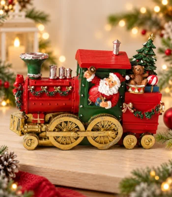 Decorative Santa Claus Christmas Train with Christmas Tree and Gifts – Festive Tabletop Décor - Image 2