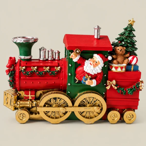 Decorative Santa Claus Christmas Train with Christmas Tree and Gifts – Festive Tabletop Décor