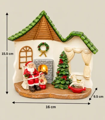Christmas Village Cottage Miniature Figurine with Santa and Fireplace - Image 3