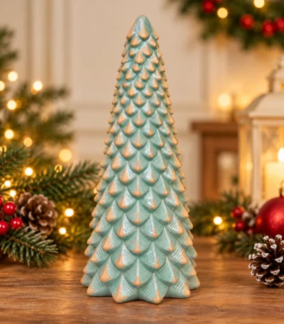 Elegant Aqua Green Ceramic Christmas Tree Figurine – 30 cm - Image 2