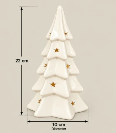 Elegant White Ceramic LED Christmas Tree with Star Cutouts - Image 4