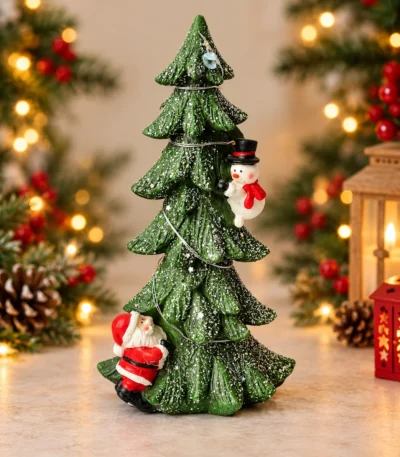 Decorative Christmas Tree with Santa, Snowman & LED Lights - Image 2