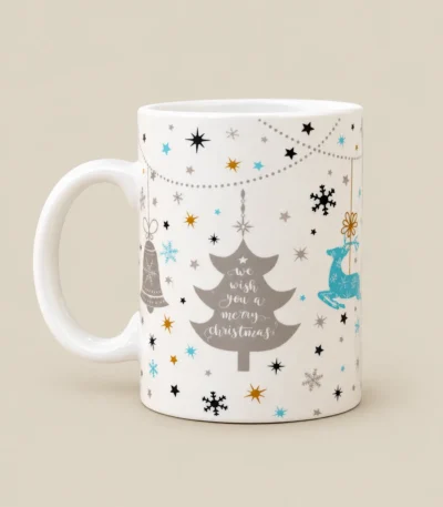 Elegant Snowflake Printed Ceramic Christmas Coffee Mug – Multicolour Festive Design - Image 5