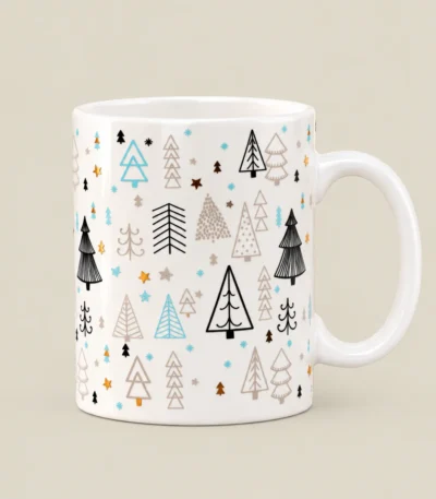 Elegant Snowflake Printed Ceramic Christmas Coffee Mug – Multicolour Festive Design - Image 4