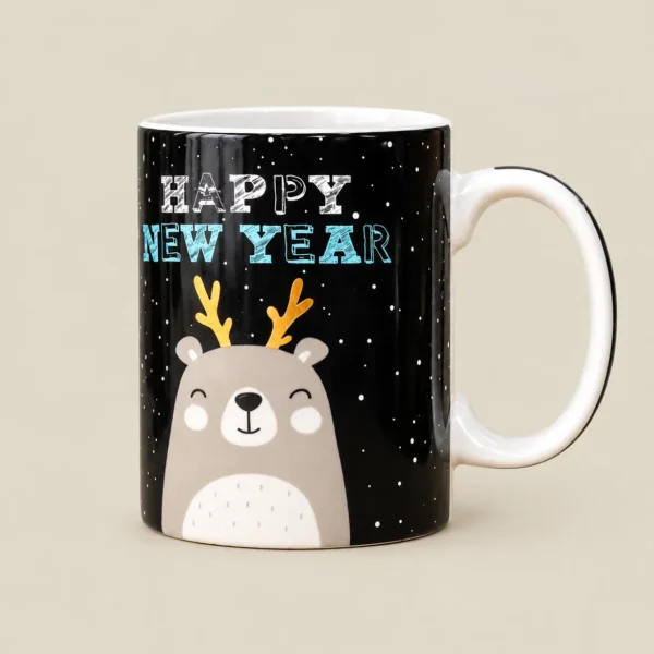 Season's Greetings Christmas Ceramic Mug – Reindeer & Snowflake Design