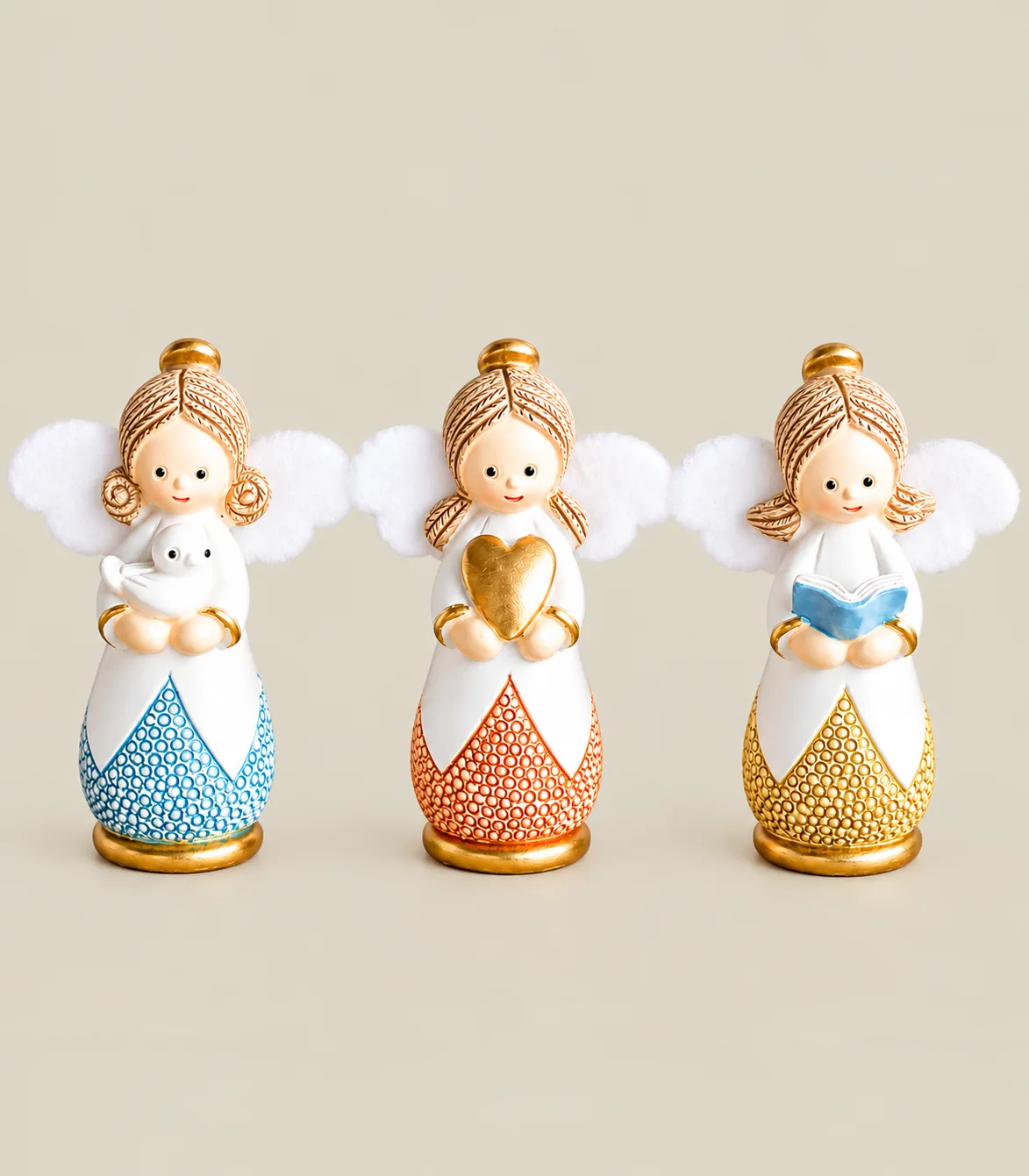 q34 Colourful Mini Angel Figurines with Inspirational Symbols – Per Set - Image 1