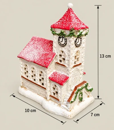 Battery-Operated LED Light-Up Christmas Church with Clock Tower – Snowy Village Decoration - Image 3