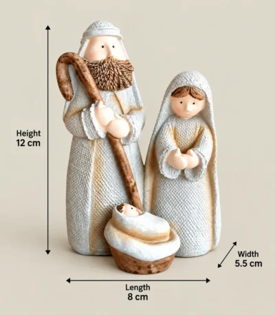 Vintage Elegance Holy Family Nativity Resin Figurine – Christmas Décor - Image 3