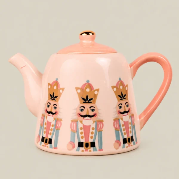 Premium Ceramic Nutcracker Christmas Teapot with Lid – Festive Decorative Kettle