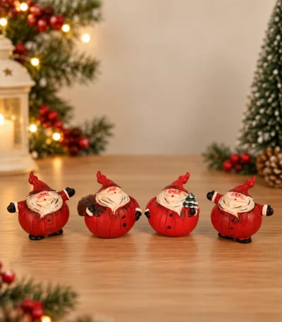 Miniature Dancing Santa Claus Christmas Figurines – Set of 4 - Image 2