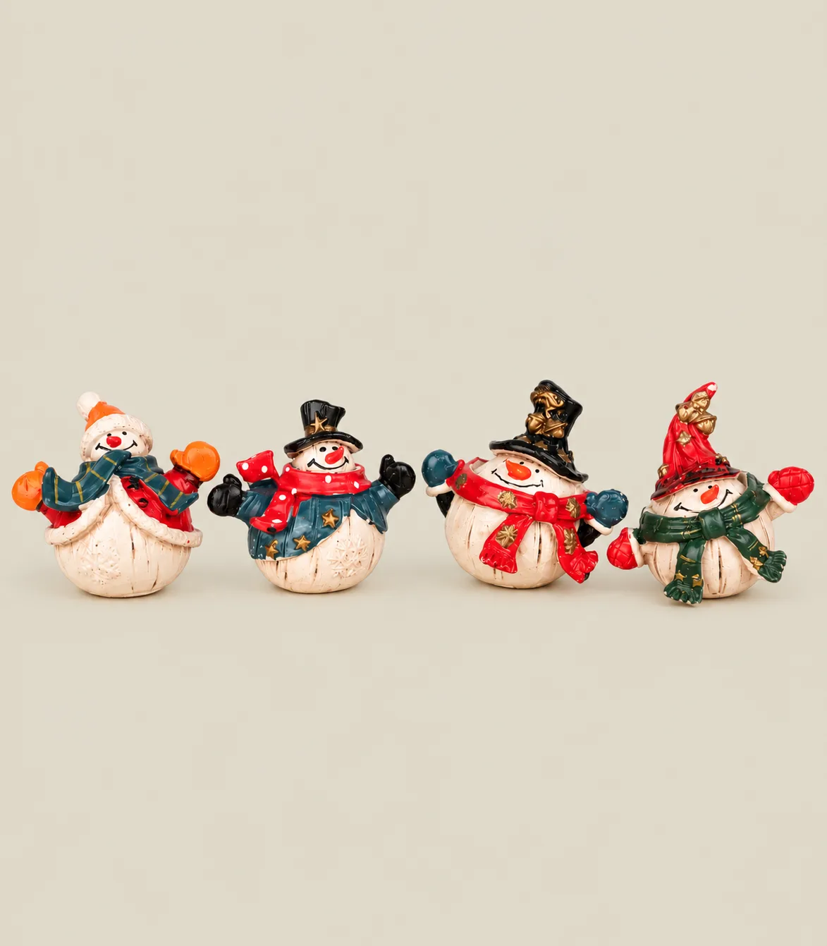 rc19 Mini Resin Christmas Snowman Figurines – Set of 4 | Festive Tabletop Decorations - Image 1