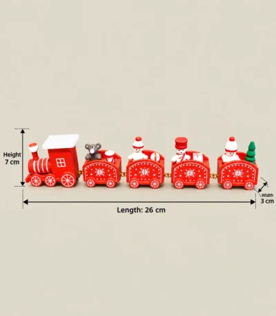 Festive Wooden Christmas Train with Snowman & Teddy Bear Figurines – 5-Piece Decorative Train Set - Image 4