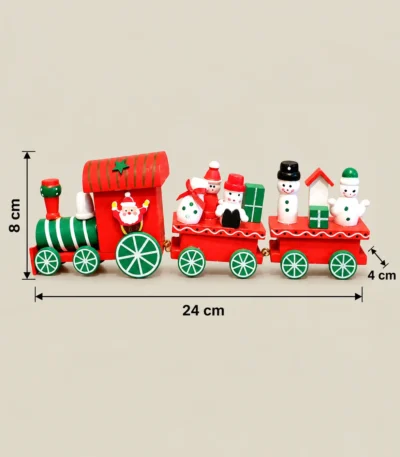 Decorative Wooden Christmas Train with Santa, Snowmen & Gift Carriages – 3-Piece Connected Set - Image 4